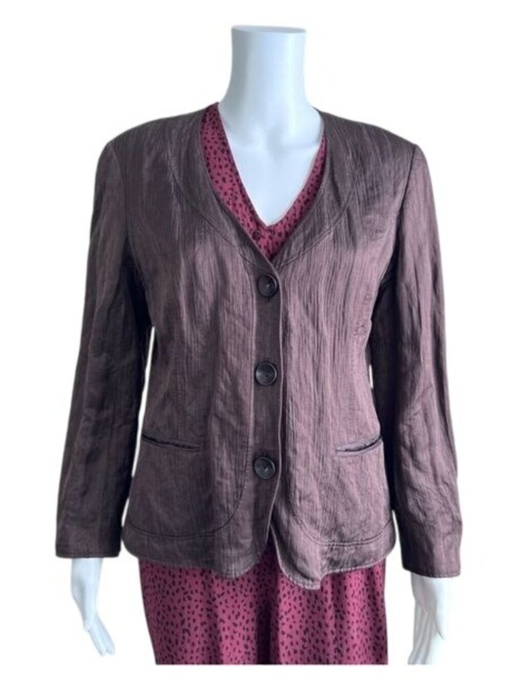 LAFAYETTE 148 Textured Wool Silk Jacket - 8